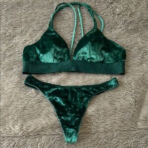 Velvet Green Bralette Set